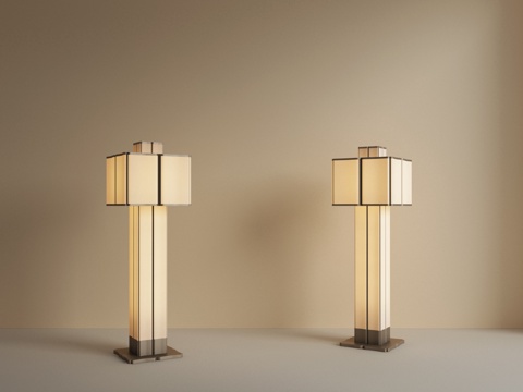 现代复古落地灯 客厅落地灯 艺术落地灯 书房落地灯su模型