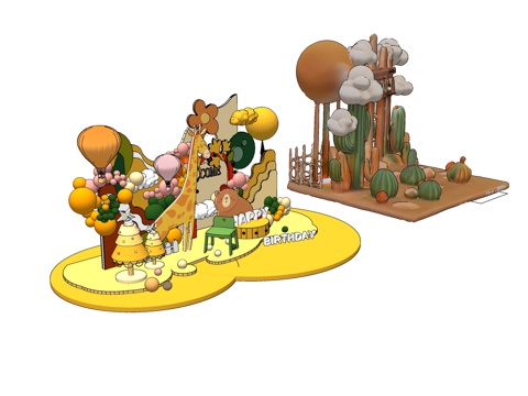 美陈道具儿童游乐场su模型