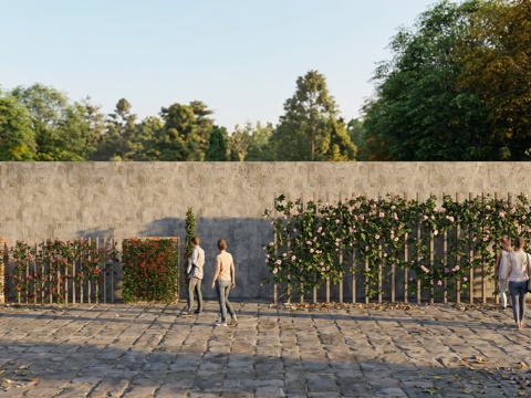 花朵  藤蔓  牵牛花  花架  背景墙su模型