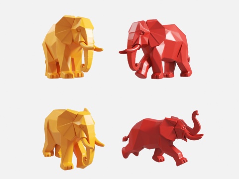 大象雕塑 景观雕塑 低多边形雕塑 雕塑摆件 公园雕塑 景观雕su模型