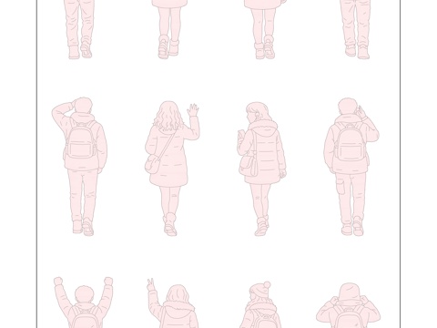 寒秋行影 冬日步影 少年行姿影 凉秋走影 暮秋行影cad施工图