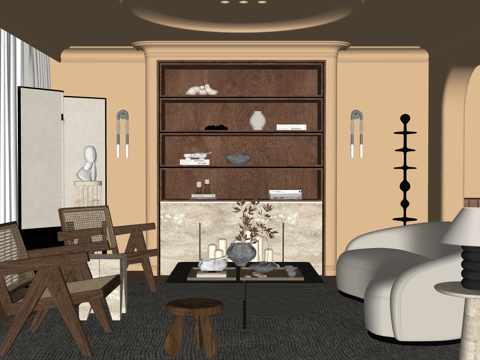 客厅 衣帽间 餐厅 门窗su模型