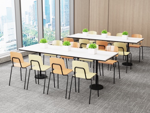 食堂桌椅3d模型