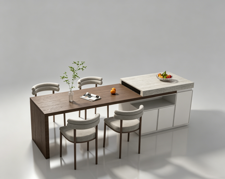 现代岛台餐桌su模型