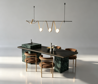 现代岛台餐桌su模型