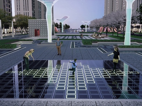 现代广场景观 科技文化广场 场景互动su模型