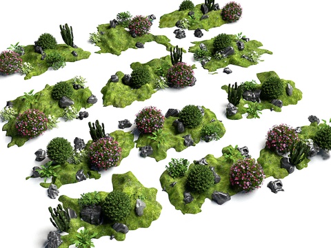 现代微地形 微地形景观 植物组合组团 庭院景观小品su模型