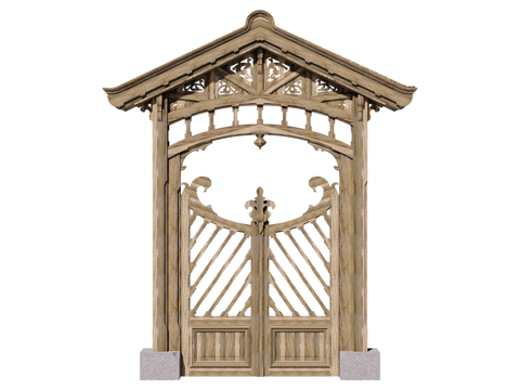 户外门 庭院门 大门su模型