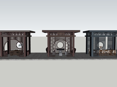 新中式凉亭su模型