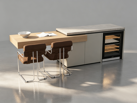 现代岛台餐桌su模型