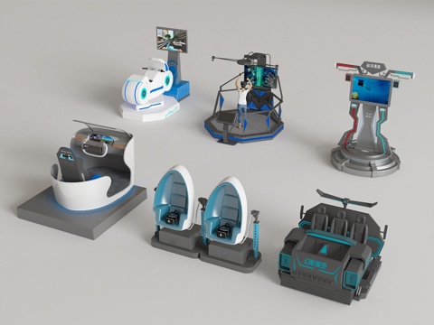 现代虚拟现实器材 游乐设施 互动体验设施 娱乐器材su模型