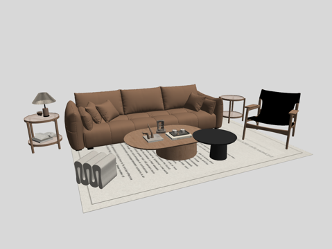 中古风沙发组合su模型