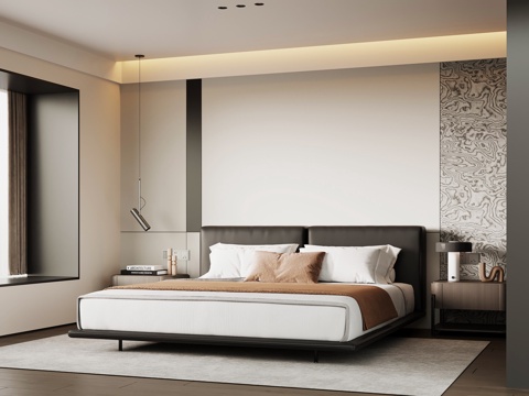 现代意式卧室su模型