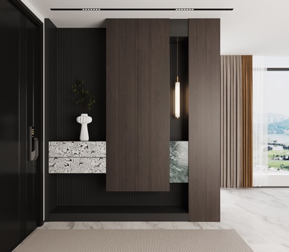 现代意式玄关 鞋柜su模型