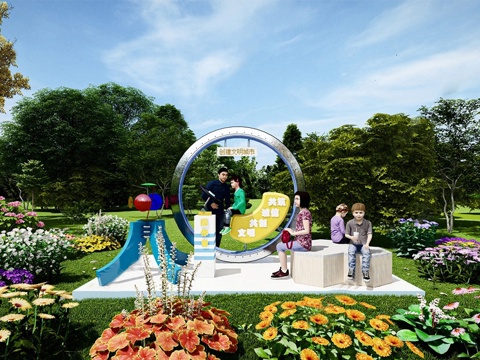 现代艺术互动装置 城市文明风小品 创意文化 座凳 吊牌su模型