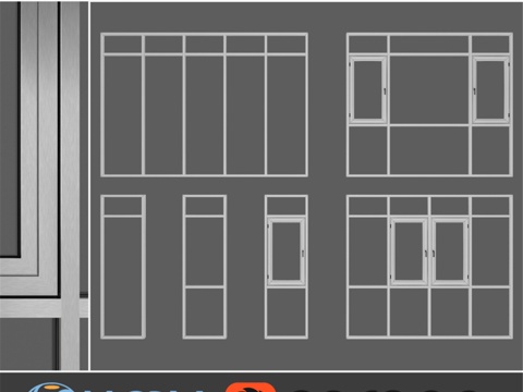 阳台和露台玻璃安装，套装23d模型