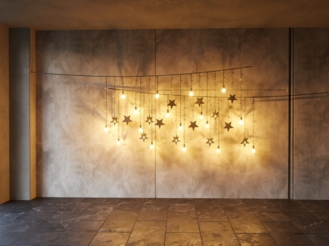 装饰灯  装饰线条灯  星星吊灯su模型