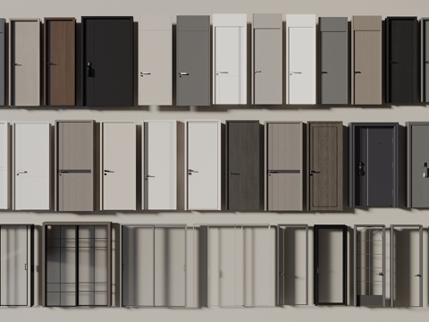 现代单开门 玻璃门 入户门 推拉门 木门 平开门 子母门3d模型