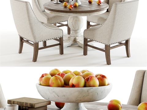 Curation Limited圆形三角架复古餐桌套装3d模型