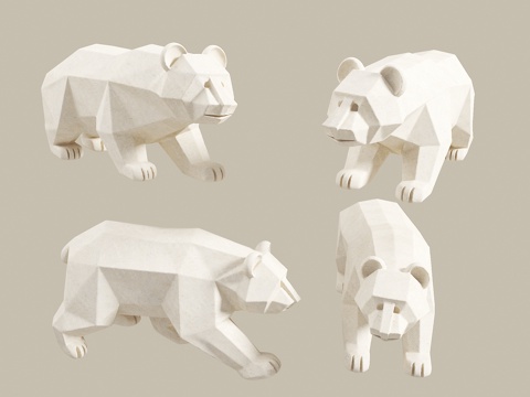 熊猫雕塑 景观雕塑 低多边形雕塑 雕塑摆件 公园雕塑 景观雕3d模型