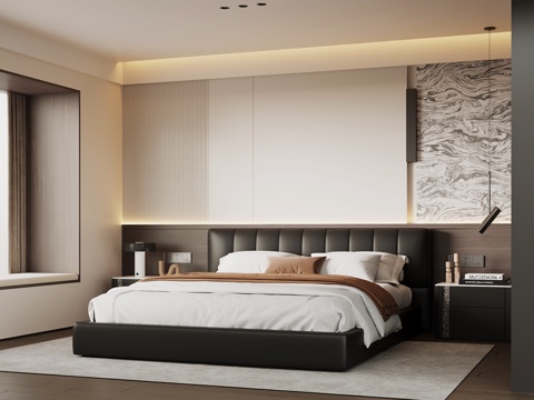 现代意式卧室su模型