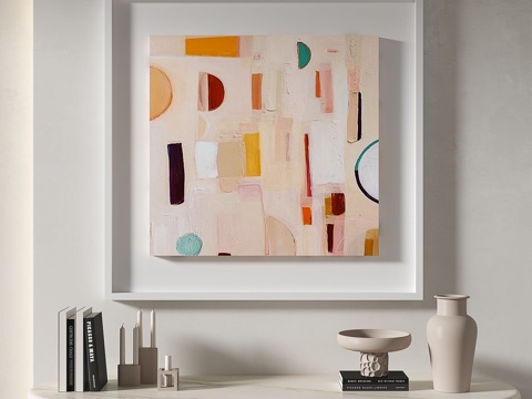 现代，简约，抽象，奶油风，玄关，挂画3d模型