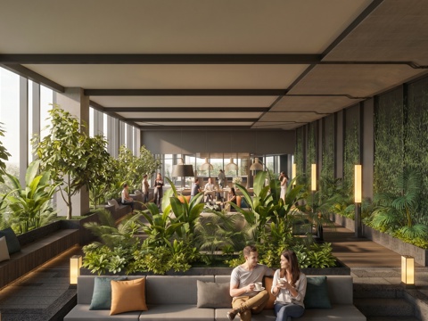 阳光房全案设计会所户外景观会客厅餐厅su模型