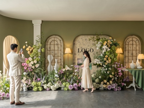 现代法式花艺美陈  网红打卡区su模型