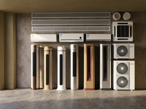 空调挂机  柜子  出入风口  主机集合su模型