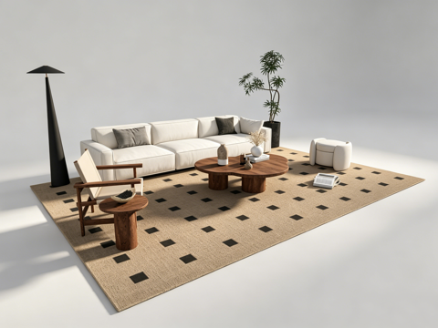 中古风客厅沙发组合su模型