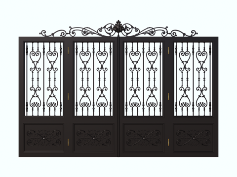 户外门 庭院门 铁艺大门su模型