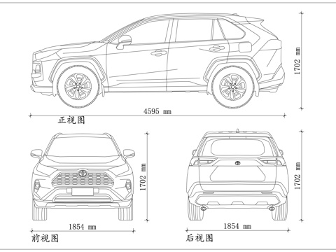丰田荣放 RAV4SUV 丰田小霸道 城市SUV 荣放越野车cad施工图