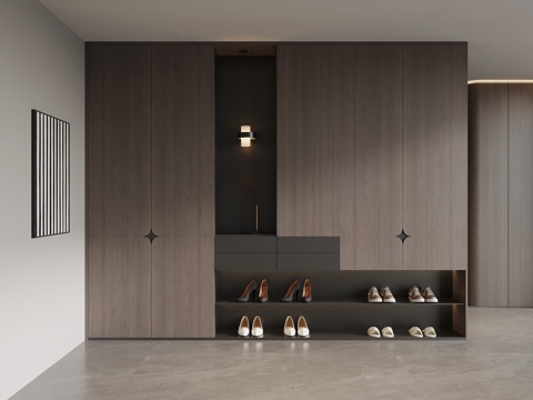 现代意式玄关 鞋柜su模型