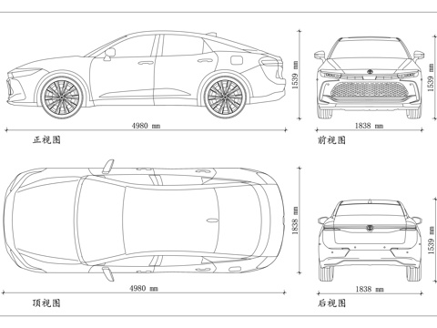 丰田皇冠轿车 皇冠旗舰座驾 丰田经典皇冠 皇冠豪华轿车 丰田cad施工图