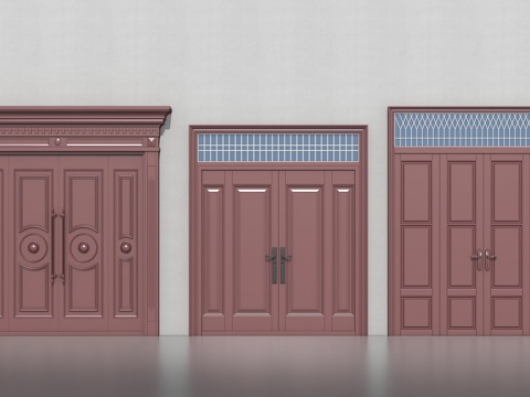 双开门  新中式大门su模型