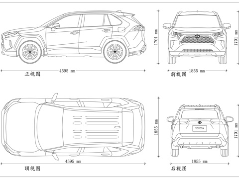 丰田RAV4 双擎RAV4 混动版 荣放双擎SUV 丰田混动cad施工图
