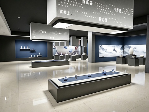 现代博物馆 陶瓷博物馆 文化展厅su模型