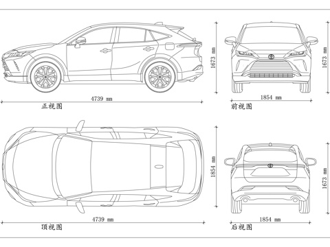 丰田威飒 凌放兄弟 豪华威兰达 北美威飒 丰田鹞鹰cad施工图