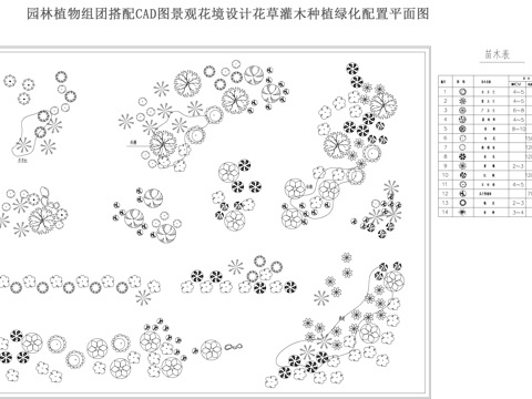 园林植物组团搭配CADcad施工图