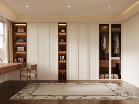 中古风衣帽间su模型