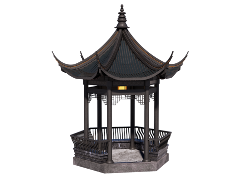 凉亭 景观亭 六角亭 园林景观构件su模型