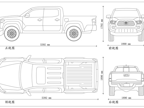 丰田塔库玛 小坦途 美版海拉克斯 丰田中型皮卡 精装版海拉克cad施工图