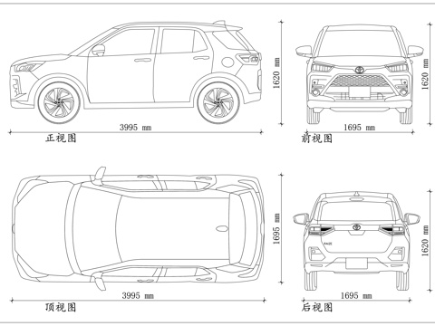 丰田Raize 丰田小SUV 大发Rocky 丰田迷你SUVcad施工图