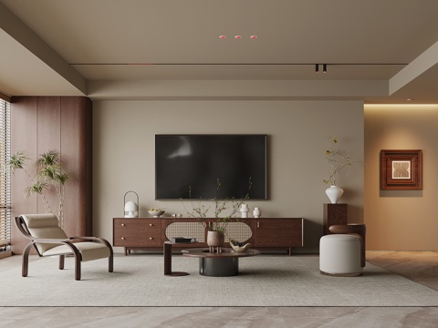 中古风客厅su模型