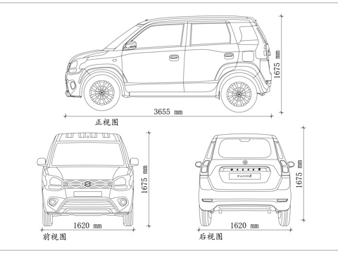 铃木浪迪R 日式面包王 小埃尔法 四驱微面神车 昌河铃木浪迪cad施工图