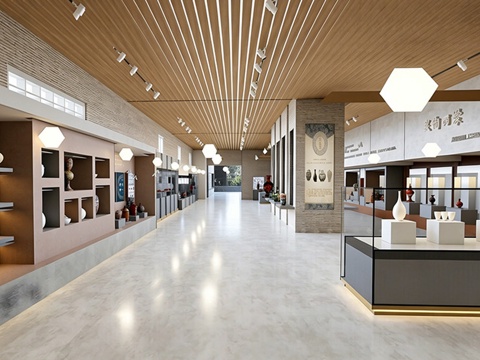 现代陶瓷博物馆 陶瓷瓦罐 文化展厅博物馆su模型