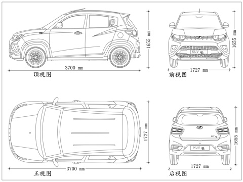 马恒达KUV100NXT 印度小型SUV 六座跨界小车cad施工图