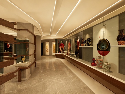 现代陶瓷展厅 瓷器展厅 青瓷展厅 文化展厅su模型