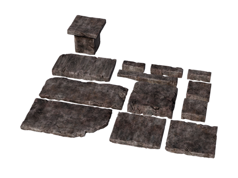 石板 石踏步 汀步 园林景观su模型