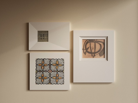 现代挂画组合 抽象画 卧室挂画 简约挂画 艺术挂画su模型